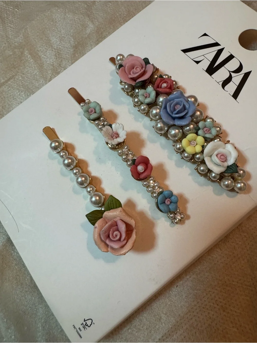 Zara Floral Pearl Hair Clips Set - NWT Romantic Pastel Colors